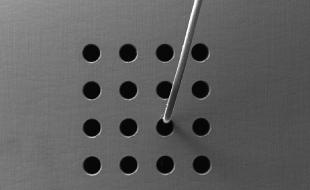 200µm bore holes in steel drilled with precSYS